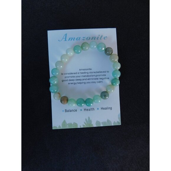 Amazonite Bracelet Healing Crystal Beads Calming Energy Balance Health Jewelry - Picture 2 of 12